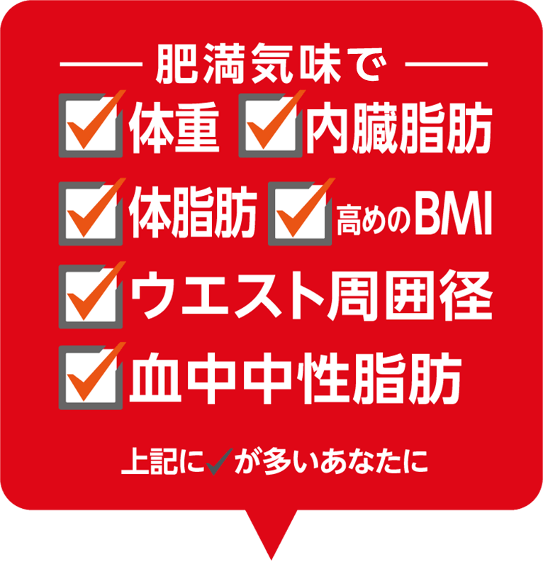 肥満気味で体重や内臓脂肪などが気になる