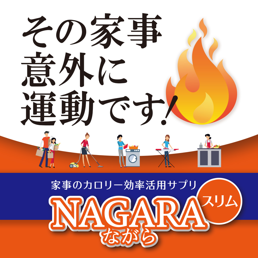 その家事意外に運動です！使ってみたい、続けられそう、買いたい第1位の三冠達成！家事のカロリー効率活用サプリ、ながらスリム。